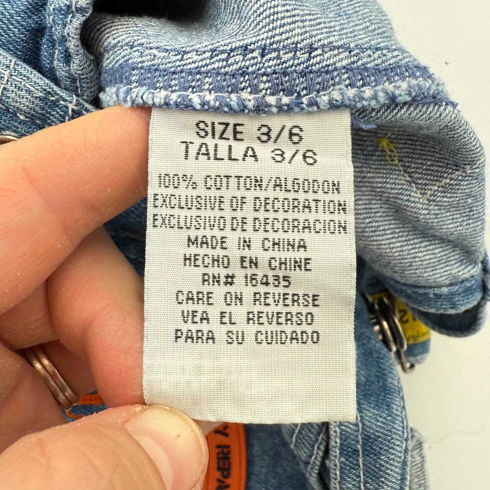 Vtg‎ Lil' Builder Denim Overalls – Tape Measure Straps & Road Crew Patch 3-6 mo.